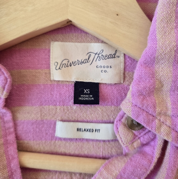Target Universal Thread Pink Striped Button-Up Shirt, XS - Picture 3 of 7